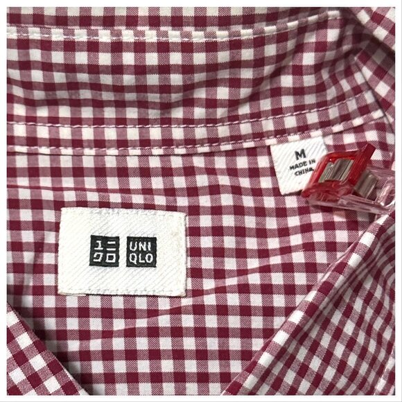 Uniqlo Men’s Button Down Shirt M Gingham Check Long Sleeve - Picture 3 of 15